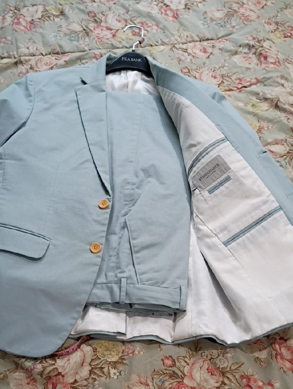 Studio Suits Custom Light Blue Two-Piece Suit Jacket & Trousers